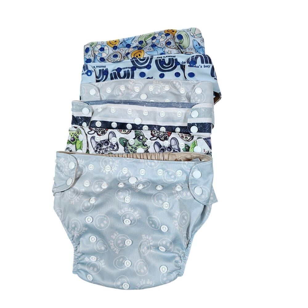 Texas Tushies Flex Fit Reusable Pocket Diaper Lot of 6 With Inserts 7-70lbs - Picture 2 of 13